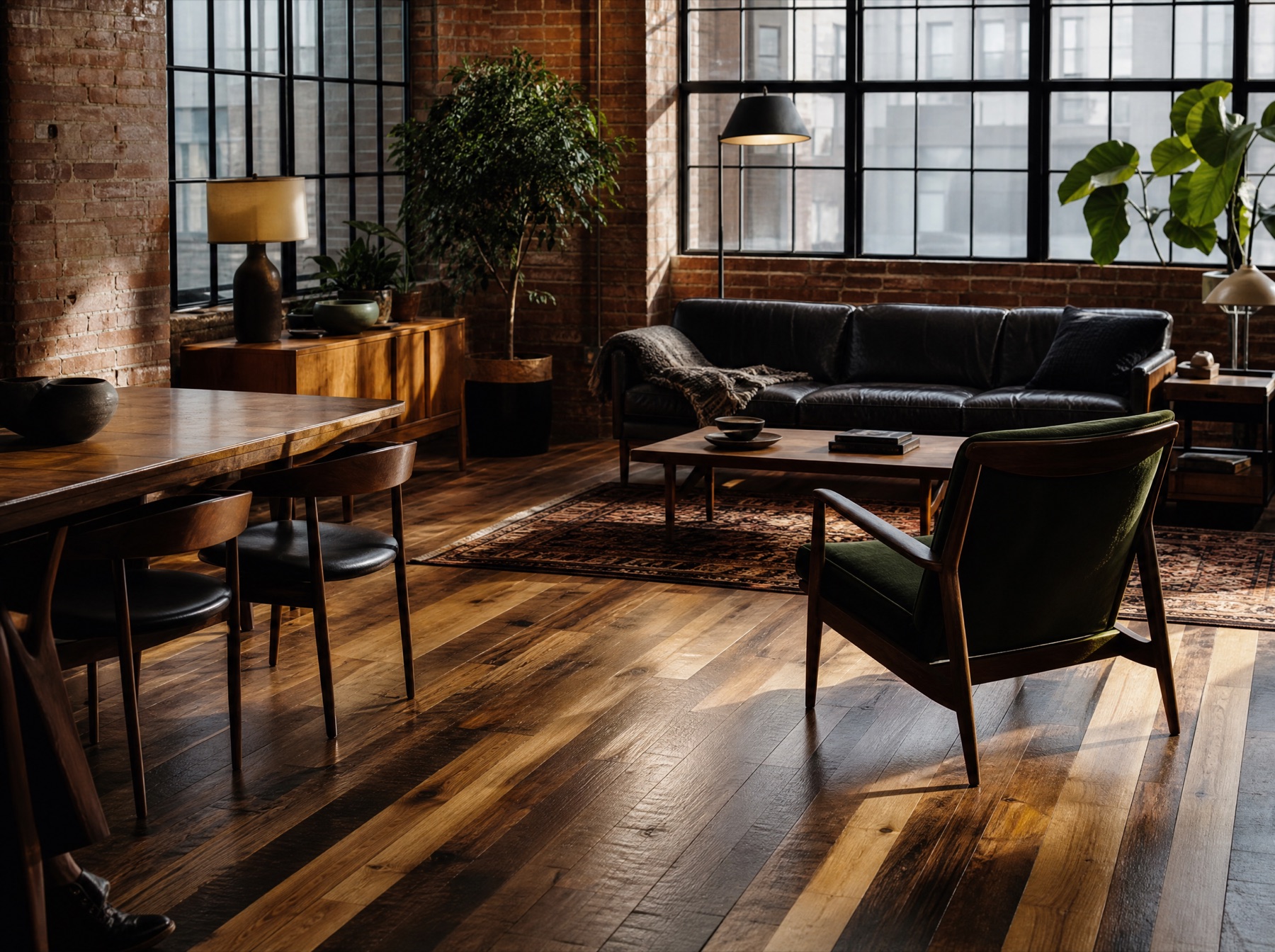 Brick-walled Wicker Park loft with character-rich hickory plank flooring