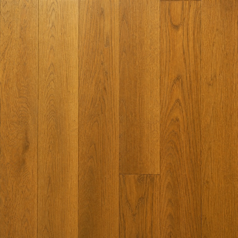 Straight-down view of warm natural oak floorboards with fine grain
